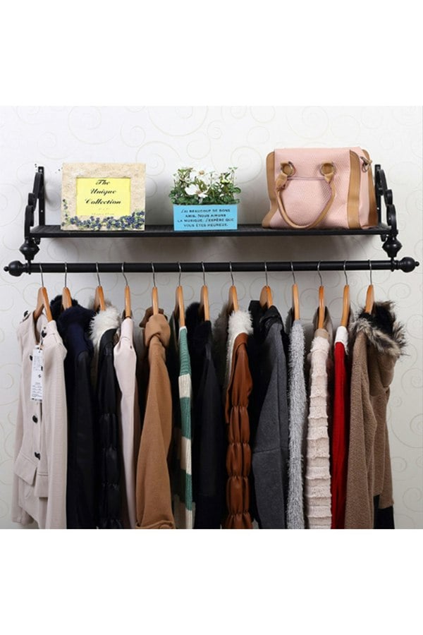 Living and Home 28 x 60cm Wall Mounted Metal Clothes Shelf Garment Shop Display Rack