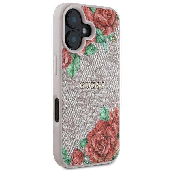 Guess 4G Flower Printed Hardcase with MagSafe for iPhone 16 6.1" Pink - GUHMP16SP4ROPEMCP