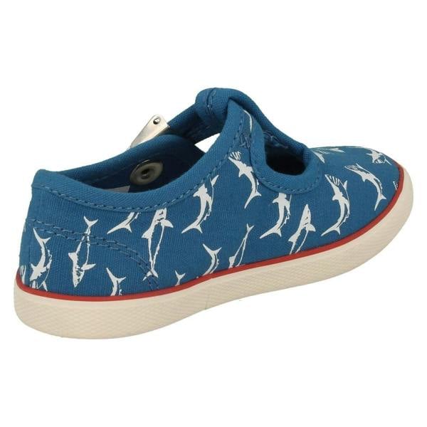 Start-rite Boys Startrite Shark Detailed T-Bar Canvas Shoes Surf