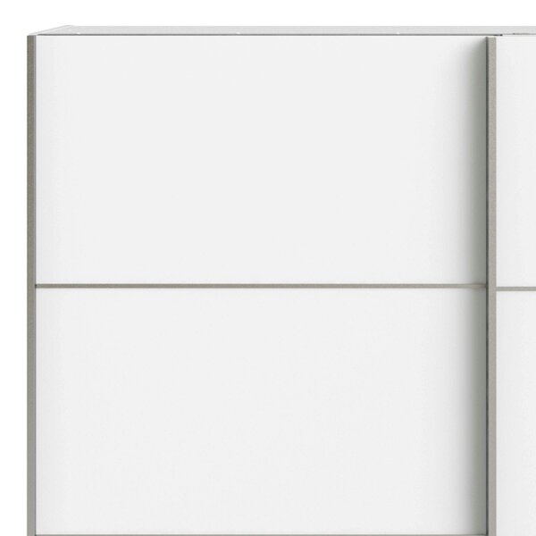 Wyld Haus Bordeaux Wide White Double Sliding Door Wardrobe 5 Shelves 180cm