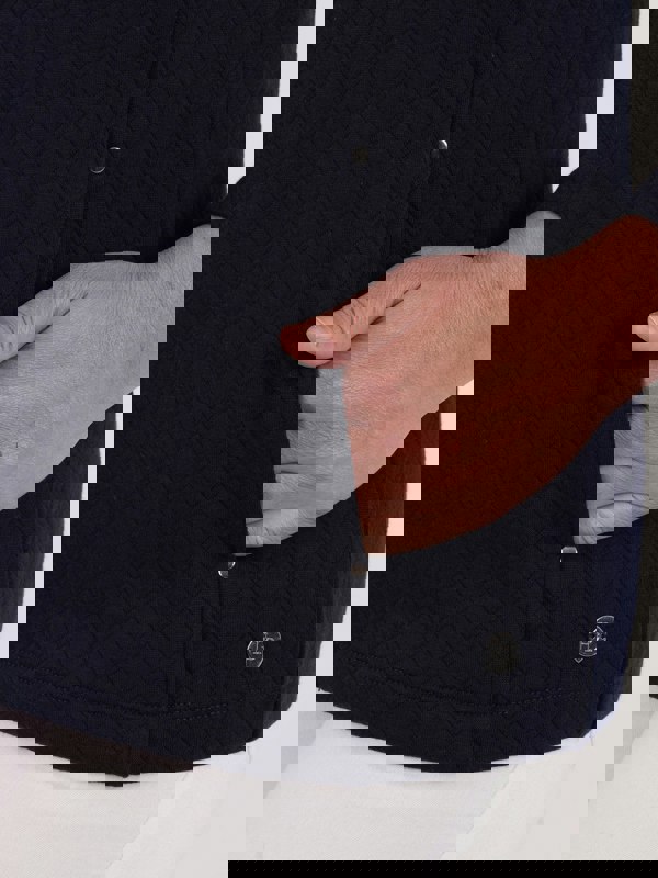 PennyPlain Quilt Hooded Zip Up - Navy