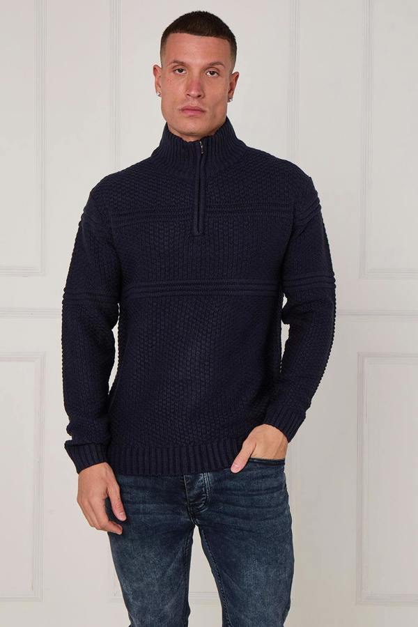 Elaina Fashion Men’s Textured Half Zip Jumper