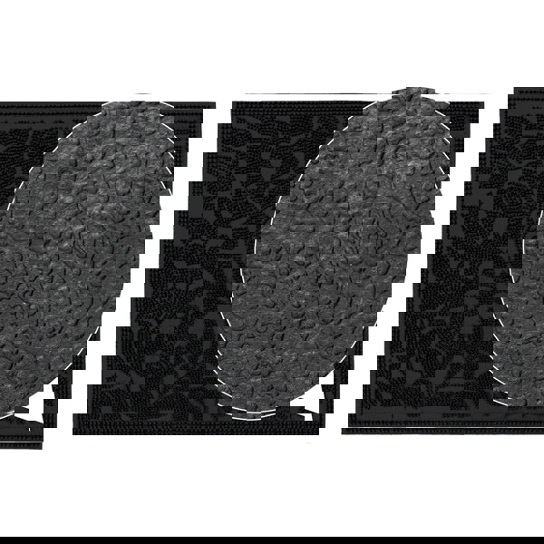JVL Botany Scraper Rubber Pin Doormat, 40x60cm, Black