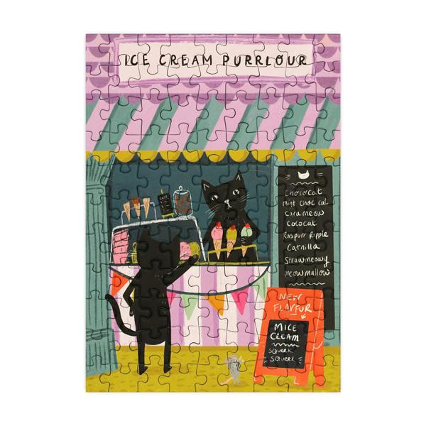 Happily Puzzles Ice Cream Purrlour - 99 Piece Mini Jigsaw Puzzle