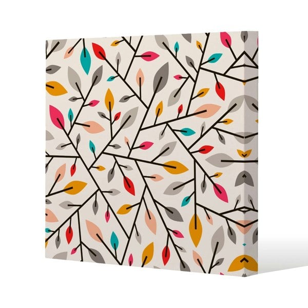 Benjamin Tate Design Autumn leaves and twigs Slim Style Canvas Print  75x75cm , 15mm Slim Real wood.