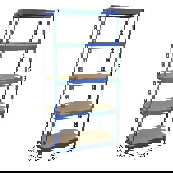 Monster Racking Q-Rax 3 x 90cm & 2 x 120cm Blue Metal Racking Units