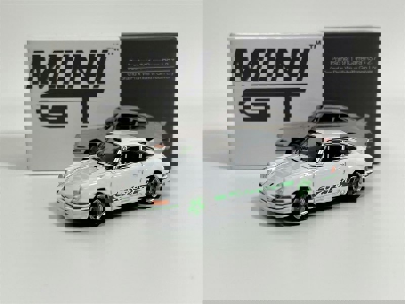 Mini GT Porsche 911 Carrera RS 2.7 Grand Prix White With Green Livery RHD 1:64 Mini GT MGT00801R