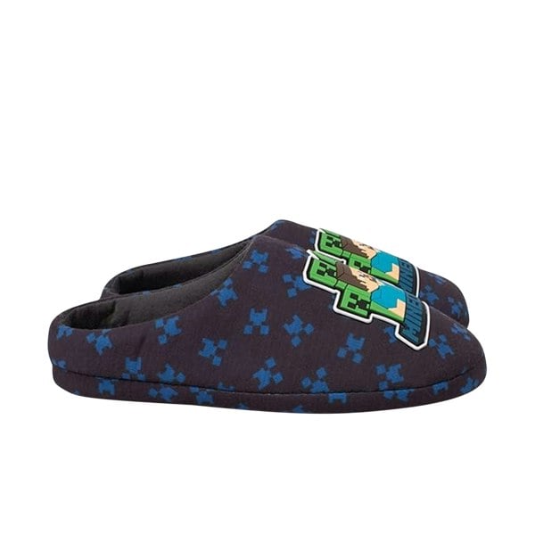 Minecraft Boys Creeper Slippers - Navy/Blue