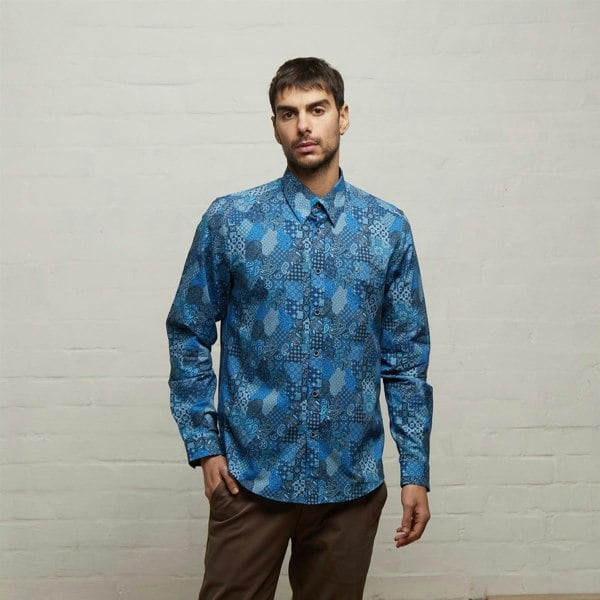 Gabicci V53GW04 Mens Callum Woven Print Shirt Gabicci Vintage - STORM