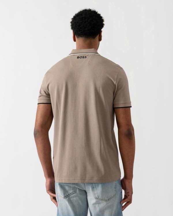 BOSS Green Paddy Pro Mens Cotton Blend Polo Shirt With Contrast Logos - Light/Pastel Green 335