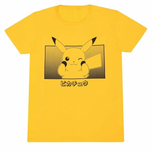 Pokemon Unisex Adult Katakana Pikachu T-Shirt - Yellow