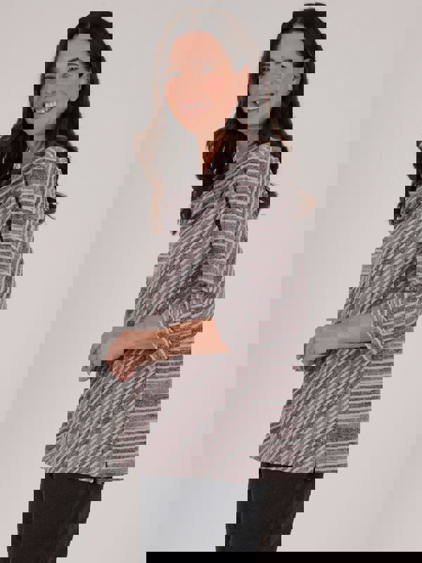 TIGI-Wear Stripe Panel Cut Cowl Neck Top