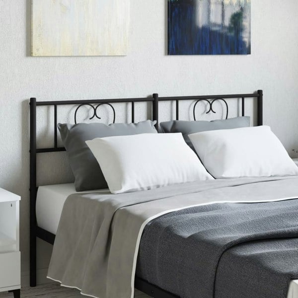 Berkfield Metal Headboard Black 160 cm