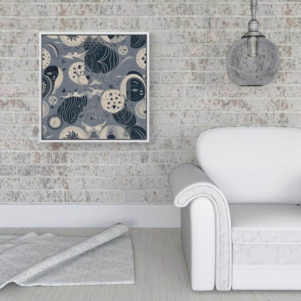 Warren Reed Abstract Moon and Stars Framed Canvas