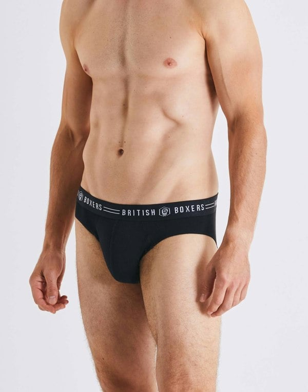 Three-pack British Boxers Men's Briefs – Coal Black - British Boxers