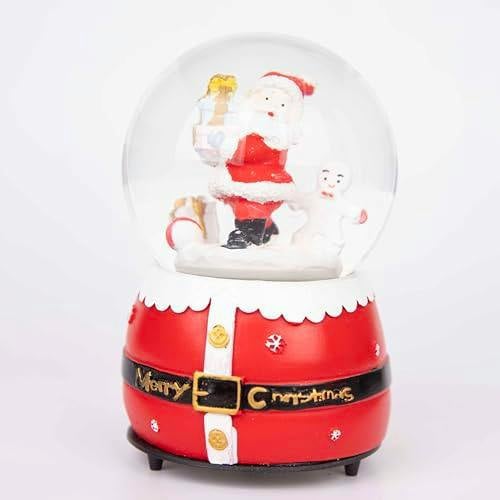 15cm Musical Christmas Snow Globe with Santa and Snowman Scene, Glass Ornament on Resin Base image 5