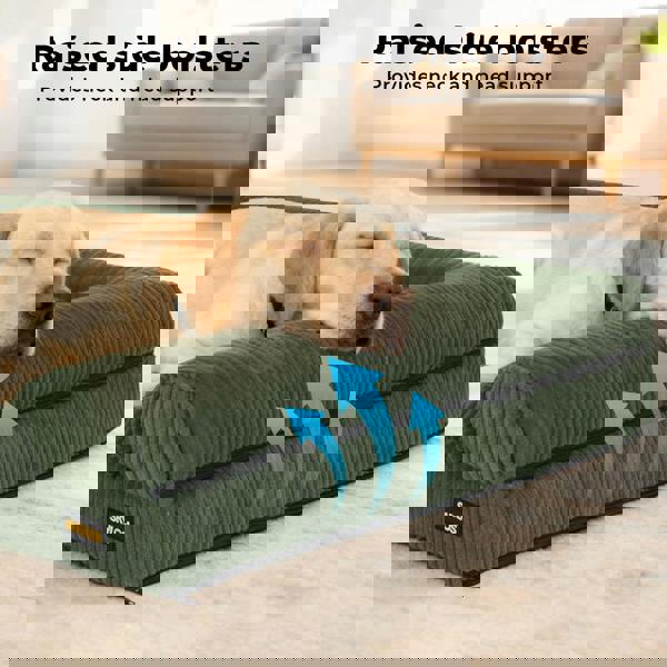 Skylos Pet Bed Orthopedic Small Dog Washable Waterproof Corduroy Wear Resistant Green