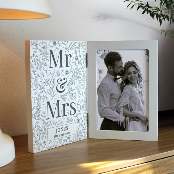 Personalised Memento Company Personalised Wedding Wooden Hinged 6x4 Photo Frame