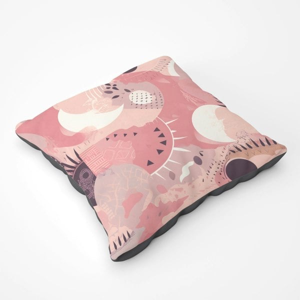 Warren Reed Abstract Pink White Floor Cushion