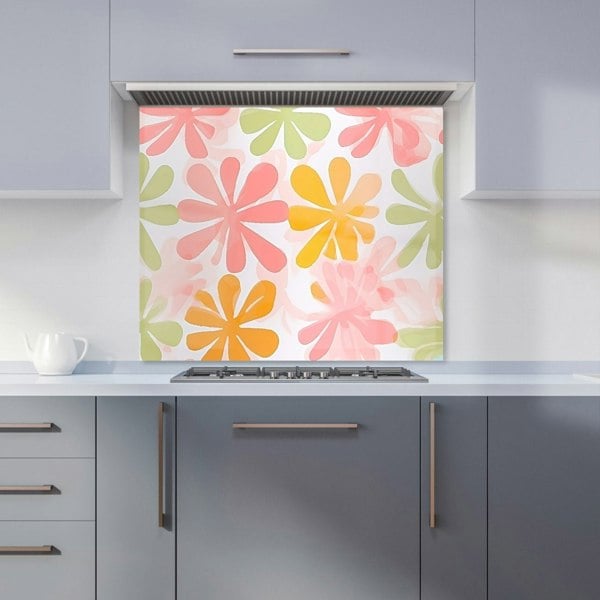 Warren Reed - Designer Yellow And Pink Flowers Kitchen Splashback