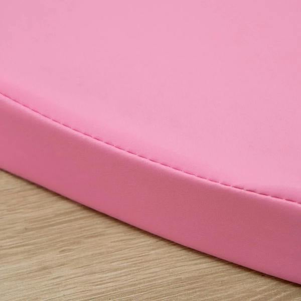 Pink padded foam edge with stitched seam on soft play mat