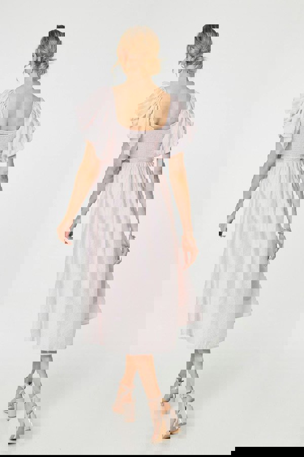 Pink | Puff 1/2 Sleeve Knee Length Dress