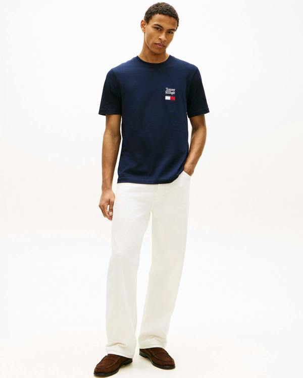 Tommy Hilfiger Brand Love Text Stack Mens T-Shirt - Desert Sky