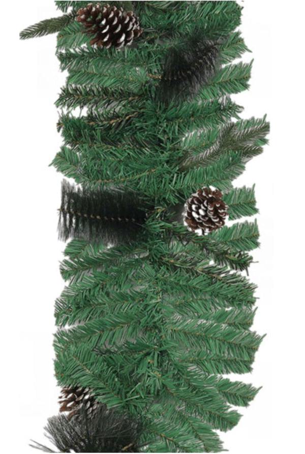 Groundlevel Festive Christmas Garland with Pine Cones