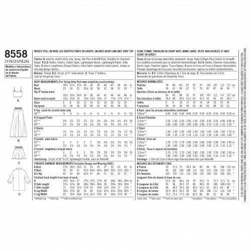 Simplicity Sewing Pattern 8558, Tops, Jackets, Trousers, Shorts for Women, H5 (6-8-10-12-14) - Intermediate