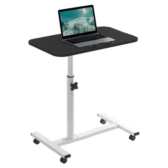 Havendro Height Adjustable Mobile Over Bed Table Hospital Overbed Aid Chair Laptop Tray - wood - black