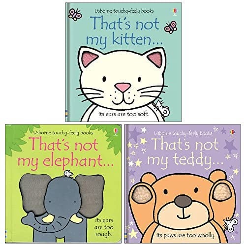 Thats Not My Touchy Feely Series Collection 3 Books Set By Fiona Watt (Kitten, Elephant, Teddy)