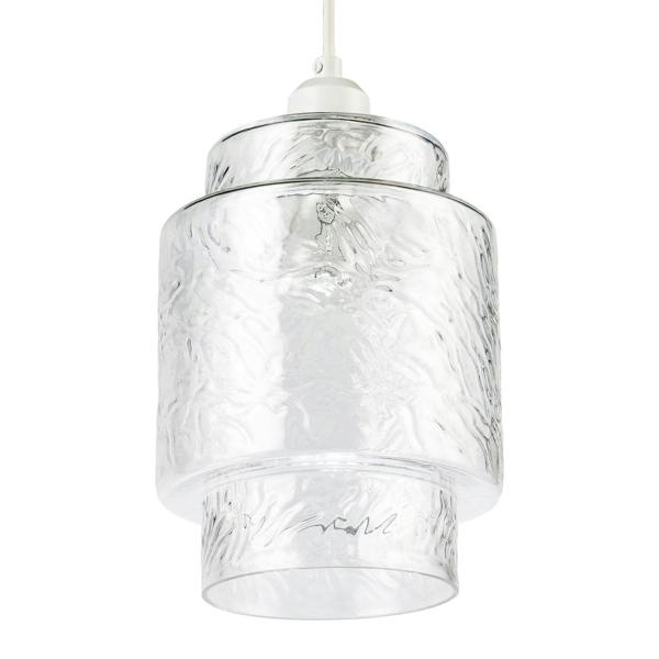 Clear Layered Glass Cylinder Pendant Light Shade with Tiered Design Image 4
