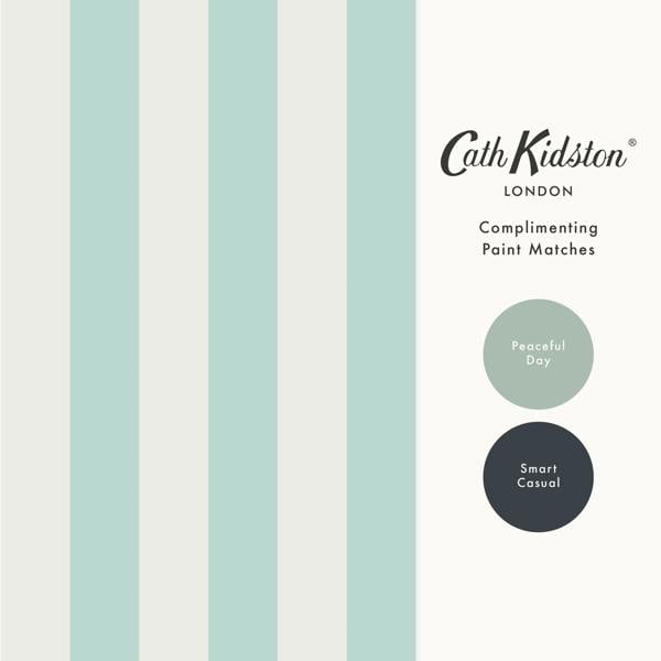 Cath Kidston Canopy Stripe Wallpaper | Duck Egg Blue