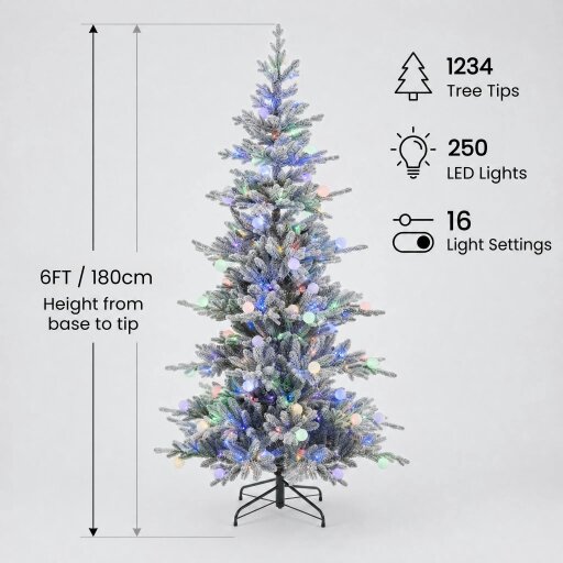 Outdoor Living Aurora Winter Glow Flocked White Multi-Colour Christmas Tree