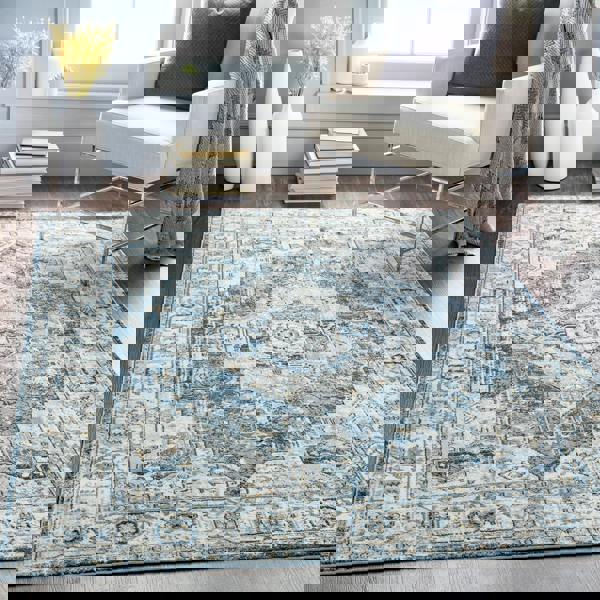 Livabliss Jolie-Vintage Grey Blue Brown Black Traditional Boho Rug