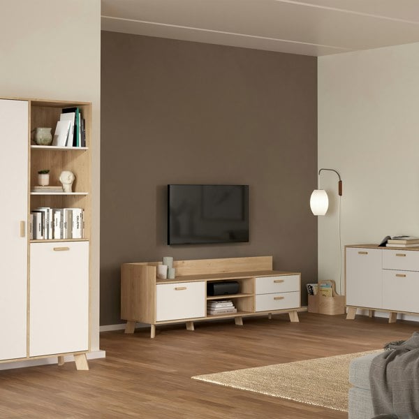 Furniture To Go Ikast TV-unit with 1 Door + 2 Drawers in Jackson Hickory and White