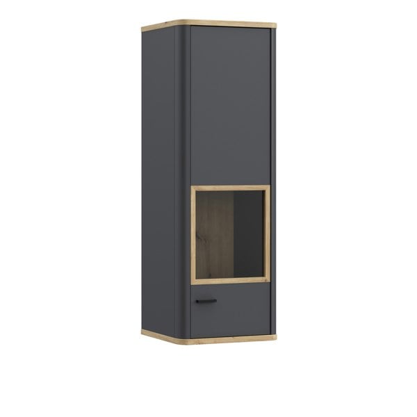 Furniture To Go Klara Display Cabinet with 1 Glass Door in Grey and Oak