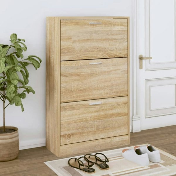 Berkfield Shoe Cabinet Sonoma Oak 63x24x103 cm Engineered Wood