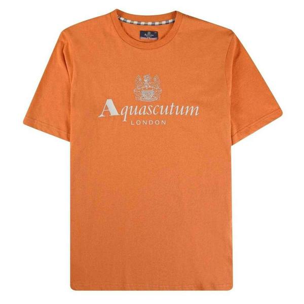 Aquascutum Mens Active Big Logo T-Shirt - Orange - 