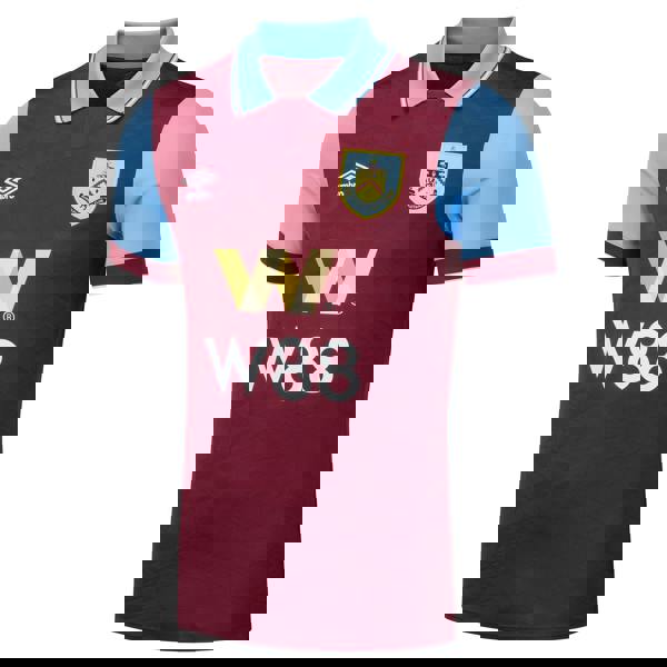 Umbro Mens Burnley FC 23/24 Home Jersey - Claret Red/Sky Blue