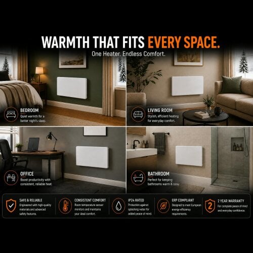 MYLEK Digital Electric Panel Heater with 24/7 Timer + Thermostat 1.5kw