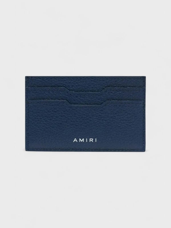 Amiri Iconic Embossed Leather Card Holder Navy