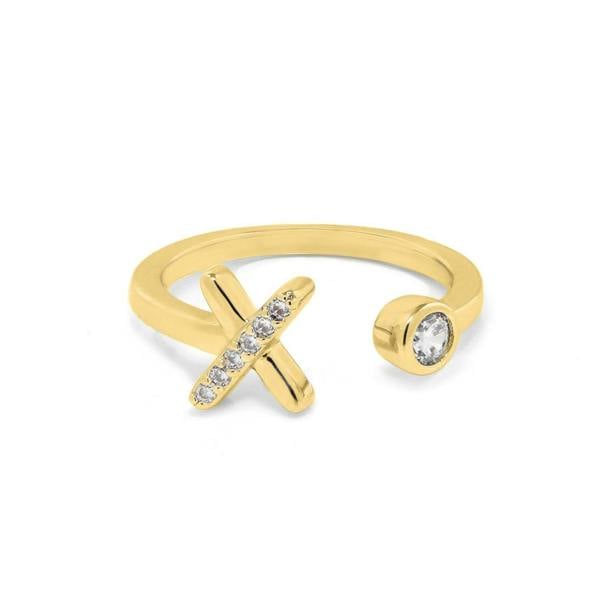 Say It With Kiss Adjustable Ring - Gold Plated Stainless Steel