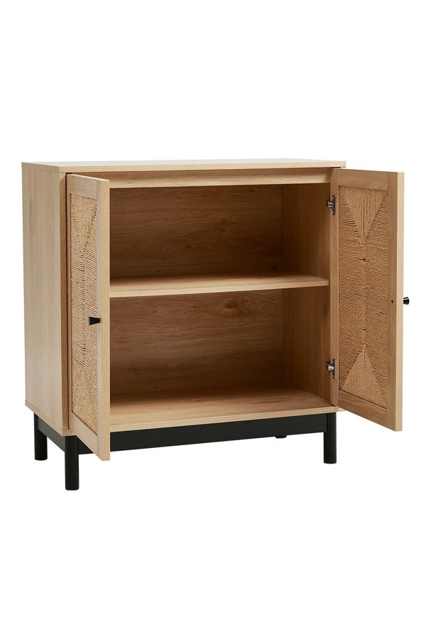 Living and Home Rustic Wooden Sideboard with Woven Doors