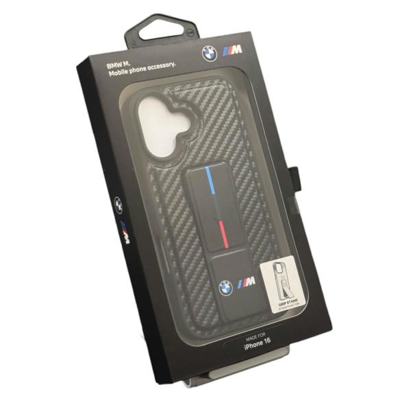BMW M Grip Stand Smooth and Carbon Case for iPhone 16 6.1" Black - BMHC16SGSPCCK