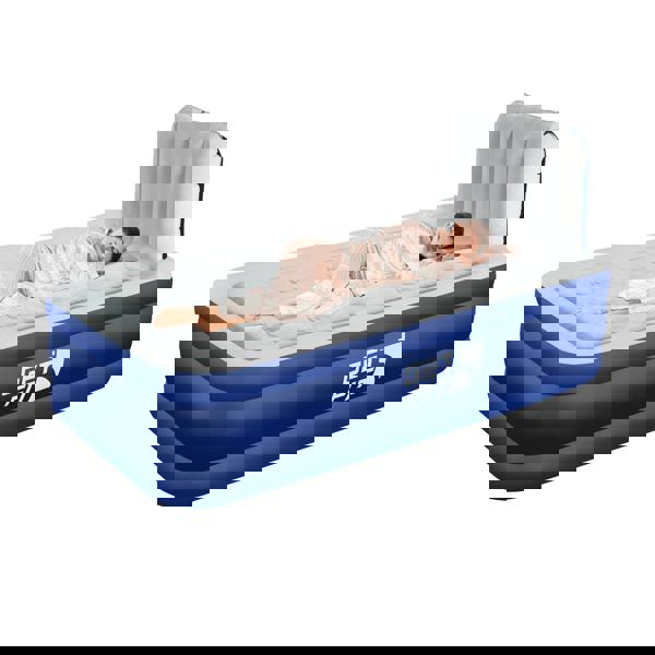 Get Fit Blow Up Air Bed With Built In Electric Pump - Headboard & Free Inflatable Pillow