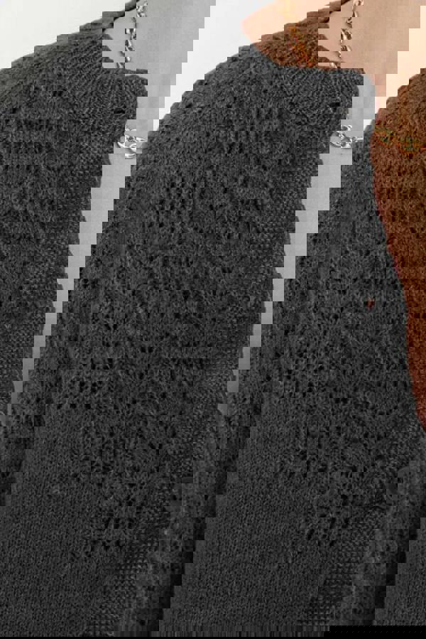 WOVCOR Soft Textured Openwork Knit Cardigan