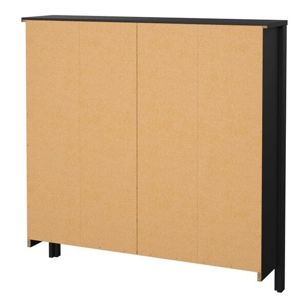 Wyld Haus Wildberry Matt Black Wooden Shoe Cabinet 4 Flip Down Doors Leather Handles