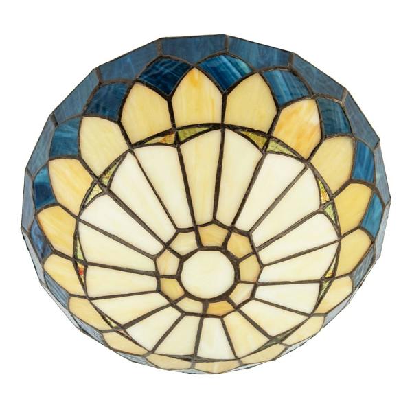 Midnight Blue Stained Glass Domed Tiffany Pendant Shade with Chains Image 5