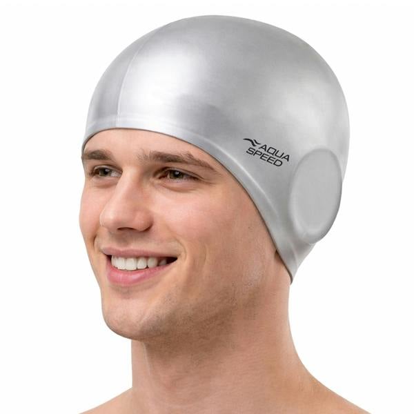 Aqua Speed Unisex Adult Full Ear Coverage Swimming Cap | Soft Silicone Cap for Pool Use